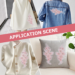 1Pair Flower Shape Polyester & Sequin Embroidery Cloth Iron On Patches&nbsp;DIY-CY0003-82B