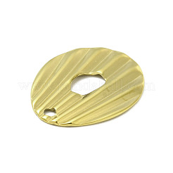 テクスチャ加工された201ステンレススチールペンダント  ゴールドカラー  オーバル  21.5x17.5x1mm  穴：1.6mm&nbsp;STAS-A069-05G