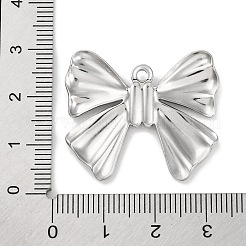 変色防止304ステンレススチールペンダント  ちょう結びチャーム  ステンレス鋼色  27x31x3mm  穴：1.8mm&nbsp;STAS-D194-06P