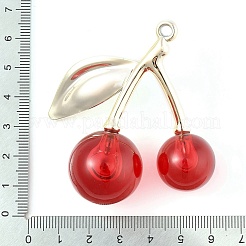メッキアクリルビッグペンダント  チェリー  レッド  56x53x23mm  穴：3mm&nbsp;PACR-Z001-02A