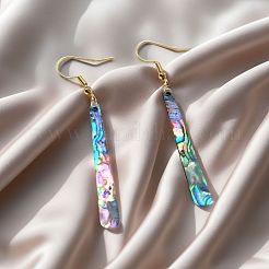 Acrylic Imitation Abalone Shell Long Bar with Alloy Hook Dangle Earrings&nbsp;WG65F43-01