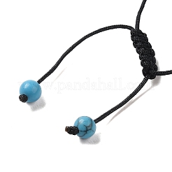 12.5mm ラウンド合成ターコイズ編みビーズブレスレット 女性用 男性用  内径：2~3-1/8インチ（4.95~8.05cm）&nbsp;BJEW-C060-01Y