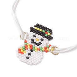 Brass & Seed Beads Snowman Link Adjustable Bracelets&nbsp;BJEW-JB10884
