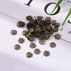 アイアン製ビーズキャップ  カドミウムフリー＆鉛フリー  花  マルチ花弁  アンティークブロンズ  6x1mm  穴：1mm  約450個/10g&nbsp;X-IFIN-R197-AB