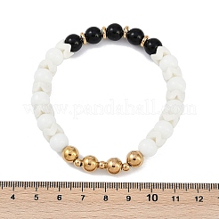 イオンプレーティング(IP) 304 ステンレススチール & ラウンドガラスビーズ ストレッチブレスレット 女性用 男性用  18KGP本金メッキ  2-1/8インチ（5.3cm）&nbsp;BJEW-M046-04G