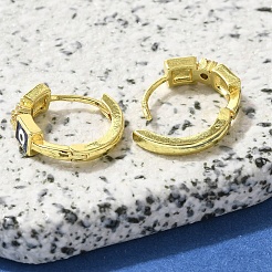 Brass Clear Cubic Zirconia Hoop Earrings&nbsp;EJEW-M047-07G