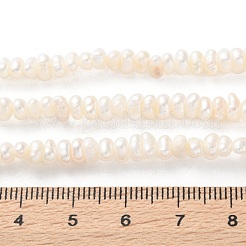 天然養殖淡水パールビーズ連売り  ロンデル  グレード4 A  桃パフ  3~4mm  穴：0.7mm  約122個/連  13.43インチ（34.1cm）&nbsp;PEAR-I007-02O-02