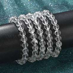 天然水晶ビーズのストレッチブレスレット  ラウンド  2-1/8インチ（55mm）  ビーズ：8~9mm&nbsp;X-BJEW-Q692-46-8mm