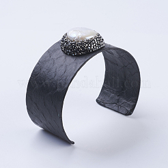 Handmade Snakeskin Leather Cord Cuff Bracelets&nbsp;BJEW-F073-A19