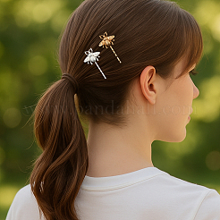 鉄と合金のヘアピン8個、2色  女性の女の子のためのヘアアクセサリー  ミツバチ  ミックスカラー  69x36x10mm  4個/カラー&nbsp;PHAR-HY0001-10