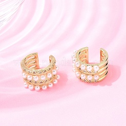 Brass Micro Pave Clear Cubic Zirconia Cuff Earrings&nbsp;EJEW-C186-01C-G