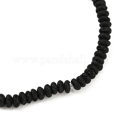 天然溶岩ロンデルビーズストレッチブレスレット（女性用）  内径：2-1/8インチ（5.45cm）&nbsp;BJEW-JB12053-01