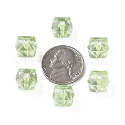透明なアクリルビーズ  多面カット  キューブ  薄緑  10x11x11mm  穴：2mm  約670個/500g&nbsp;MACR-S373-132-B02