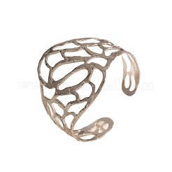 304 Stainless Steel Hollow Leaf Wide Open Cuff Bangles for Women&nbsp;WG4B663-02