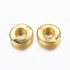 チベット風スペーサービーズ  鉛フリー＆カドミウムフリー  ドーナツ  ゴールドカラー  6x2mm  穴：2.5mm&nbsp;LS-LF0842Y-G