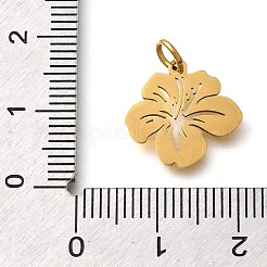 304ステンレススチールチャーム  丸カン付き  花のチャーム  レーザー切断  イオンプレーティング（ip）  18KGP本金メッキ  14x14.5x1mm  穴：3mm&nbsp;X-STAS-Z119-26G