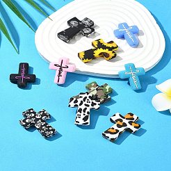 10 個 10 スタイルクロスシリコンフォーカルビーズ  ミックスカラー  30~35x22~25x8mm  穴：2~2.5mm  1個/スタイル&nbsp;SIL-YW0001-26