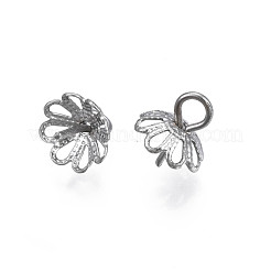変色しない304ステンレススチールカップペグベイルペンダント  片穴パーツ用  花  ステンレス鋼色  8x6mm  穴：2mm  ピン：0.7mm&nbsp;STAS-S057-57