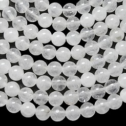 天然石マレーシアジェイドビーズ連売り  ラウンド  ホワイト  4~4.5mm  穴：0.8mm  約85~88個/連  14.57~14.96インチ（37~38cm）&nbsp;G-L645-B01-4mm-01