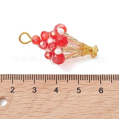 ガラスチャーム  アイスクリームチャーム  合金と鉄のパーツと  多面カット  レッド  35.5x18mm  穴：4.5mm&nbsp;PALLOY-MZ01302-03
