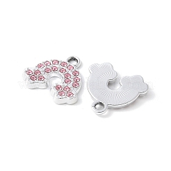 Alloy Pink Rhinestone Pendants&nbsp;PALLOY-E775-15P