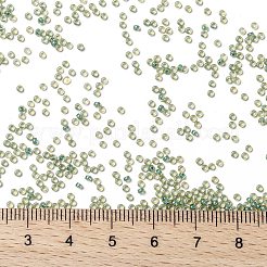 MIYUKIラウンドロカイユビーズ  日本製シードビーズ  15/0  （rr374)ターコイズ裏地ライトトパーズ光沢  1.5mm  穴：0.7mm  約5555個/10g&nbsp;X-SEED-G009-RR0374