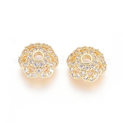 Brass Micro Pave Cubic Zirconia Bead Caps&nbsp;ZIRC-E163-25A-G