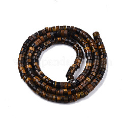 天然石タイガーアイビーズ連売り  ヒシビーズ  フラットラウンド/ディスク  4x2mm  穴：1mm  約174~178個/連  15.08インチ〜15.28インチ（38.3~38.8cm）&nbsp;X-G-N326-146-B02