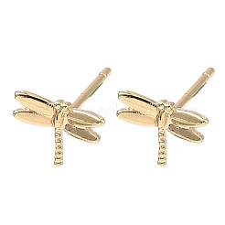 女性のための真鍮のスタッドピアス  トンボ  18KGP本金メッキ  5.5x7.5mm&nbsp;EJEW-F403-06G