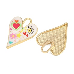 プリント合金ペンダント  ナザールボンジュウチャーム付きハート  カドミウムフリー＆ニッケルフリー＆鉛フリー  ラックめっき  ゴールドカラー  ミックスカラー  34x26x3mm  穴：10x4mm&nbsp;AL-CBA2B10-04G