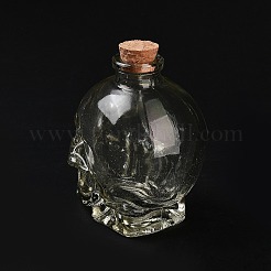 スカルガラスのワインボトル  コルク付き  透明  6x9cm  容量：120ml（4.06fl.oz）&nbsp;BOTT-PW0011-66A