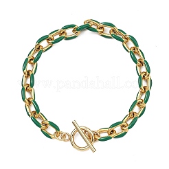 304 Stainless Steel Enamel Cable Chain Bracelets for Women&nbsp;BJEW-JB13595