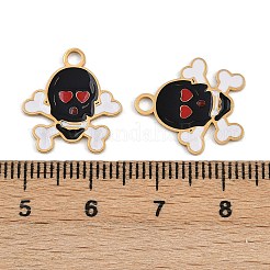 ハロウィーン 304 ステンレス ペンダント  エナメル  イオンプレーティング（ip）  18KGP本金メッキ  スカル  16.5x15x0.8mm  穴：2mm&nbsp;STAS-A120-27A-G