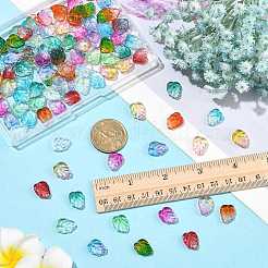 秋をテーマにした120色の透明ガラスチャーム10個。  葉  ミックスカラー  13.5x10.5x3.5mm  穴：1.2mm  12個/カラー&nbsp;GLAA-FS0002-62