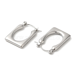 変色しない304ステンレススチール製フープピアス（女性用）  長方形  ステンレス鋼色  23.5x16x2.5mm&nbsp;EJEW-Z026-30P