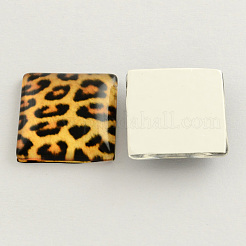 Square Printed Glass Square Cabochons&nbsp;GGLA-S022-10mm-14