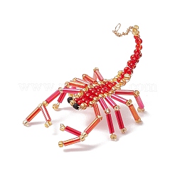 ガラスシードビーズペンダント  サソリチャーム  レッド  70x30x30mm  穴：2mm&nbsp;PALLOY-MZ00405-02