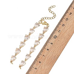 Brass Glass Teardrop Link Chain Bracelet Making&nbsp;AJEW-JB01646