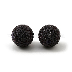 A級ラインストーンパヴェボールディスコビーズ  ユニセックスジュエリーには  ラウンド  アメジスト  16mm  穴：1.5mm&nbsp;RB-Q105-1
