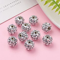 チャンキー樹脂製ラインストーンビーズ  樹脂ラウンドビーズ  銀  12mm  穴：1.5~2mm&nbsp;RESI-M019-27