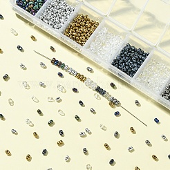 35g 7色の不透明ガラスシードビーズ  ピーナッツ  ミックスカラー  3.5~4x2~2.5x2~2.3mm  穴：0.8mm  約5g /カラー&nbsp;SEED-YW0002-52