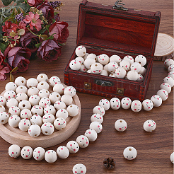 120Pcs Printed Natural Wood European Beads&nbsp;WOOD-GF0002-19A