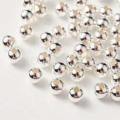 925スターリングシルバービーズ  ラウンド  銀  3x2.5mm  穴：1mm&nbsp;STER-S002-15-3mm