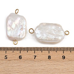 Natural Freshwater Pearl Keshi Pearl Rectangle Connector Charms&nbsp;STAS-D378-17G