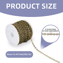 5M Brass Flat Oval Cable Chains&nbsp;CHC-TADJ0001-02AB
