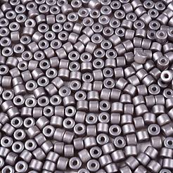 ベーキングペイント パールガラス シードビーズ  丸い穴  シリンダー  濃いグレー  4x5.5mm  穴：1.8mm  約2500個/ポンド&nbsp;SEED-T008-03U