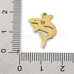ステンレスペンダント201個  レーザー切断  海の動物のチャーム  ゴールドカラー  鮫  17x14x1mm  穴：1.5mm&nbsp;STAS-U016-08G-02