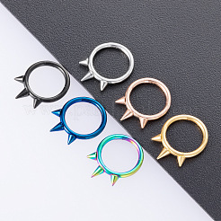 316l サージカルステンレス 3 スパイク軟骨ピアス  コーンフープノーズリング  ゴールドカラー  13.5x10mm  ピン：1.2mm&nbsp;WG02E4B-04