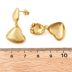 女性用304ステンレススチールダングルスタッドピアス  ハート  イオンプレーティング（ip）  18KGP本金メッキ  30.5x15.5mm&nbsp;EJEW-U052-08G