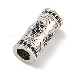 Brass Micro Pave Black Cubic Zirconia Beads&nbsp;KK-G493-35P